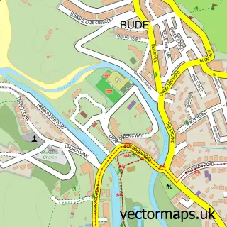 Street map sample of Bude, Cornwall