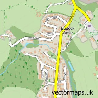 Street map sample of Budock Water, Cornwall