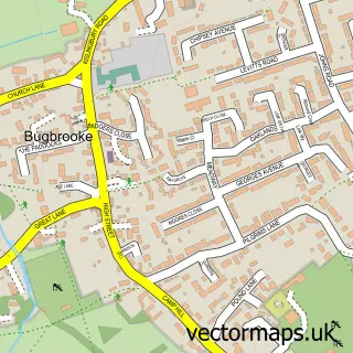 Street map sample of Bugbrooke, Northamptonshire