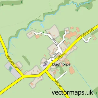 Street map sample of Bugthorpe, East Riding of Yorkshire