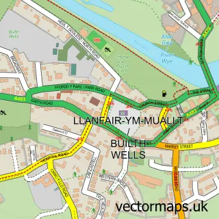Street map sample of Builth Wells, Powys