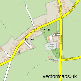 Street map sample of Bulmer, Essex
