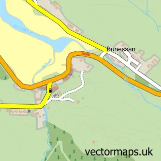 Street map sample of Bunessan, Argyll and Bute