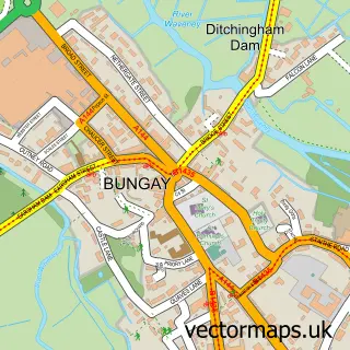 Street map sample of Bungay, Suffolk