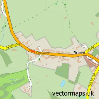 Street map sample of Burcot, Worcestershire