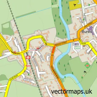 Street map sample of Bures Hamlet, Essex
