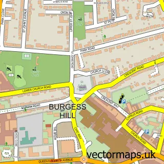 Street map sample of Burgess Hill, West Sussex