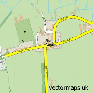 Street map sample of Burgh Castle, Norfolk