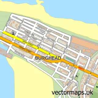 Street map sample of Burghead, Moray