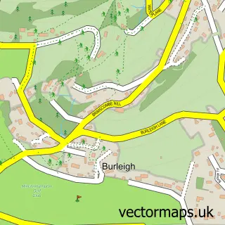 Street map sample of Burleigh, Gloucestershire