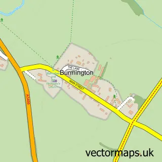 Street map sample of Burmington, Warwickshire
