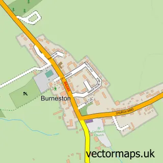 Street map sample of Burneston, North Yorkshire