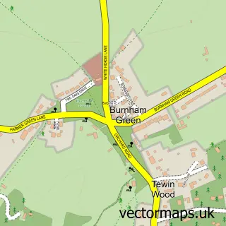 Street map sample of Burnham Green, Hertfordshire