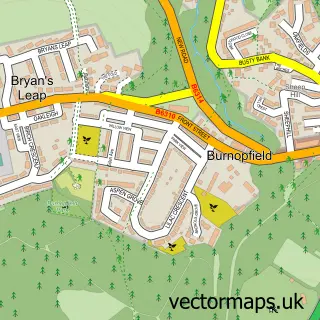 Street map sample of Burnopfield, Durham
