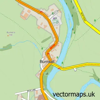 Street map sample of Burnsall, North Yorkshire