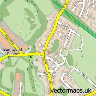 Street map sample of Burntwood, Clwyd