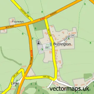 Street map sample of Burrington, Somerset