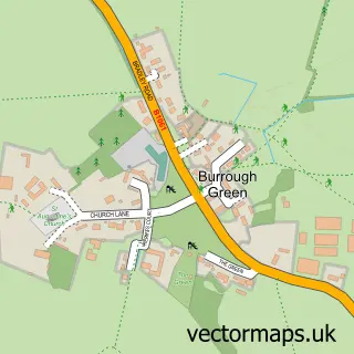 Street map sample of Burrough Green, Cambridgeshire