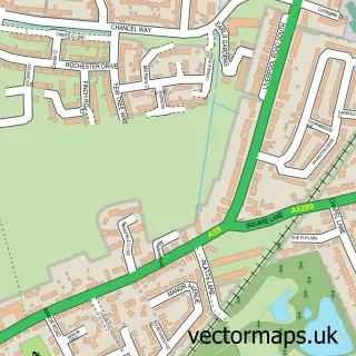 Street map sample of Burscough, Lancashire