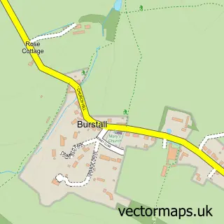 Street map sample of Burstall, Suffolk
