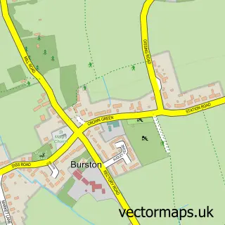 Street map sample of Burston, Norfolk