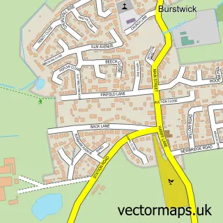 Street map sample of Burstwick, East Riding of Yorkshire