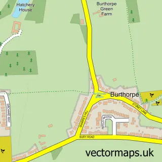 Street map sample of Burthorpe, Suffolk