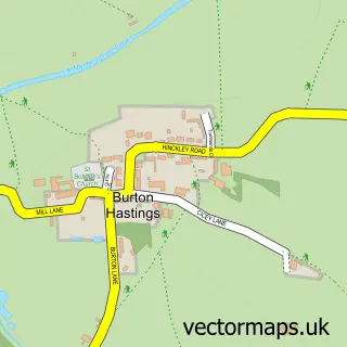 Street map sample of Burton Hastings, Warwickshire
