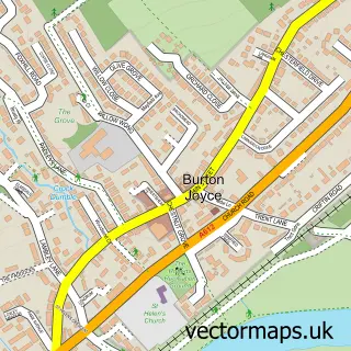 Street map sample of Burton Joyce, Nottinghamshire