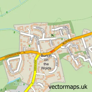 Street map sample of Burton on the Wolds, Leicestershire