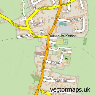 Street map sample of Burton-in-Kendal, Cumbria