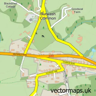 Street map sample of Burwash Common, East Sussex