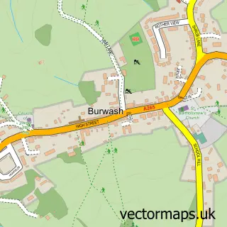 Street map sample of Burwash, East Sussex