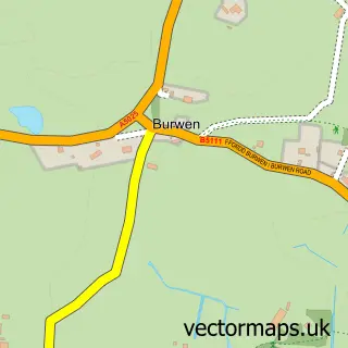 Street map sample of Burwen, Gwynedd