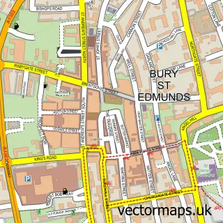 Street map sample of Bury St Edmunds, Suffolk