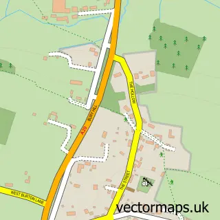 Street map sample of Bury, West Sussex