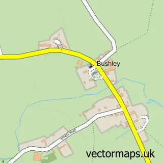Street map sample of Bushley, Worcestershire
