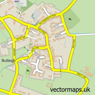 Street map sample of Butleigh, Somerset