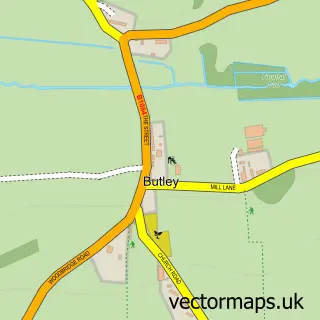 Street map sample of Butley, Suffolk