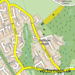Street map sample of Butlocks Heath, Hampshire