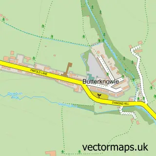 Street map sample of Butterknowle, Durham