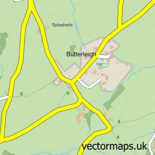 Street map sample of Butterleigh, Devon