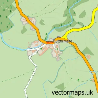 Street map sample of Buttermere, Cumbria