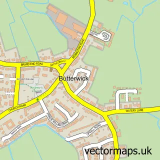 Street map sample of Butterwick, Lincolnshire