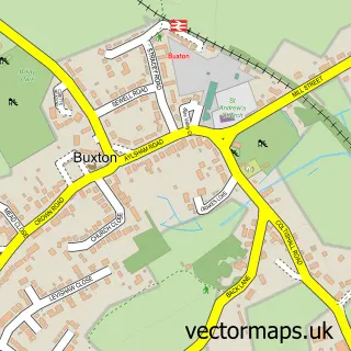 Street map sample of Buxton, Norfolk