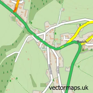 Street map sample of Bwlch, Powys