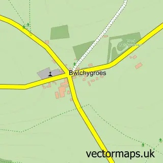 Street map sample of Bwlch-y-groes, Dyfed