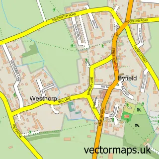 Street map sample of Byfield, Northamptonshire