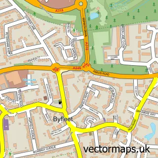 Street map sample of Byfleet, Surrey