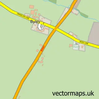 Street map sample of Byley, Cheshire